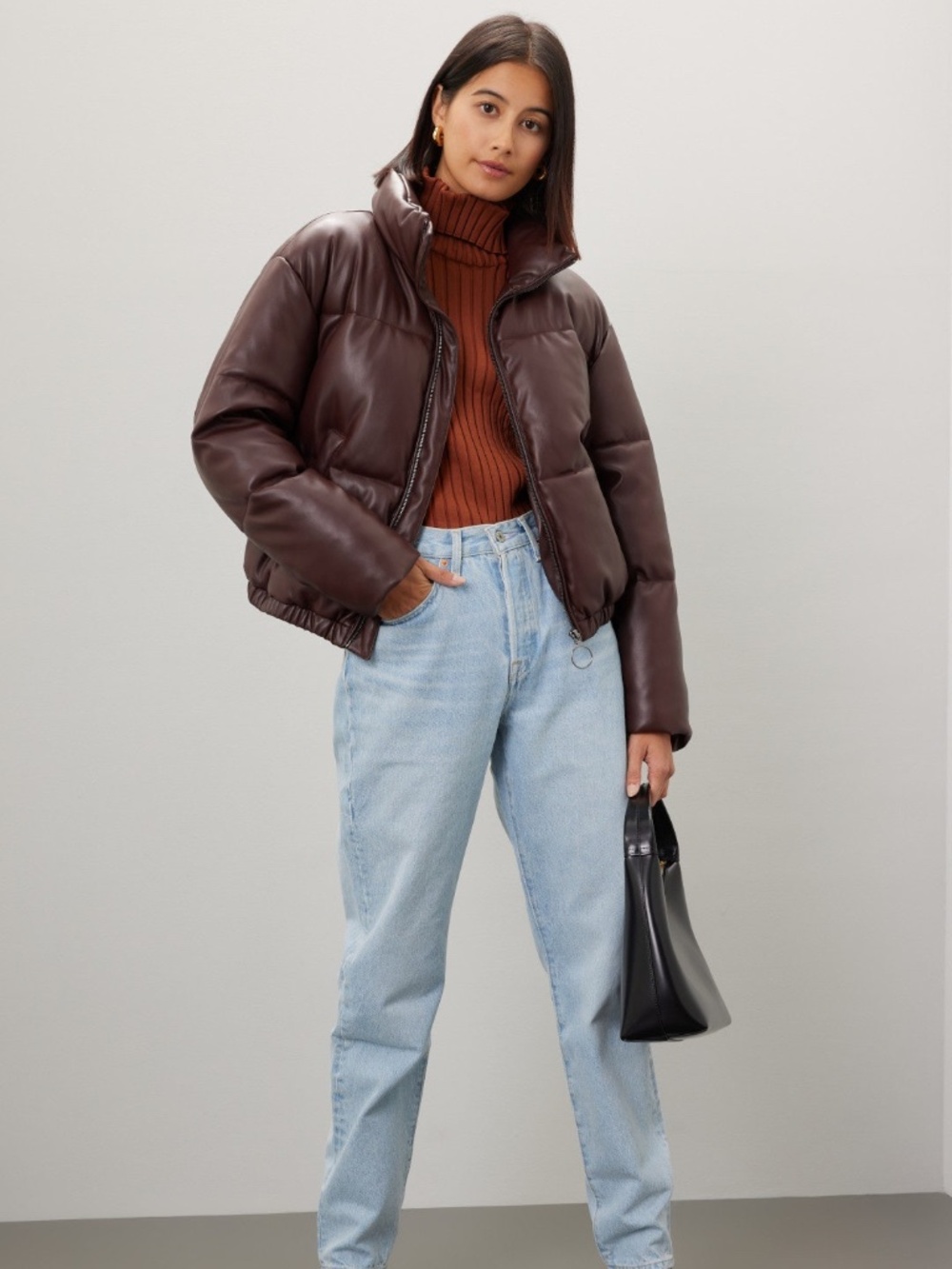 Slate & Willow - Puffer Faux Leather Jacket